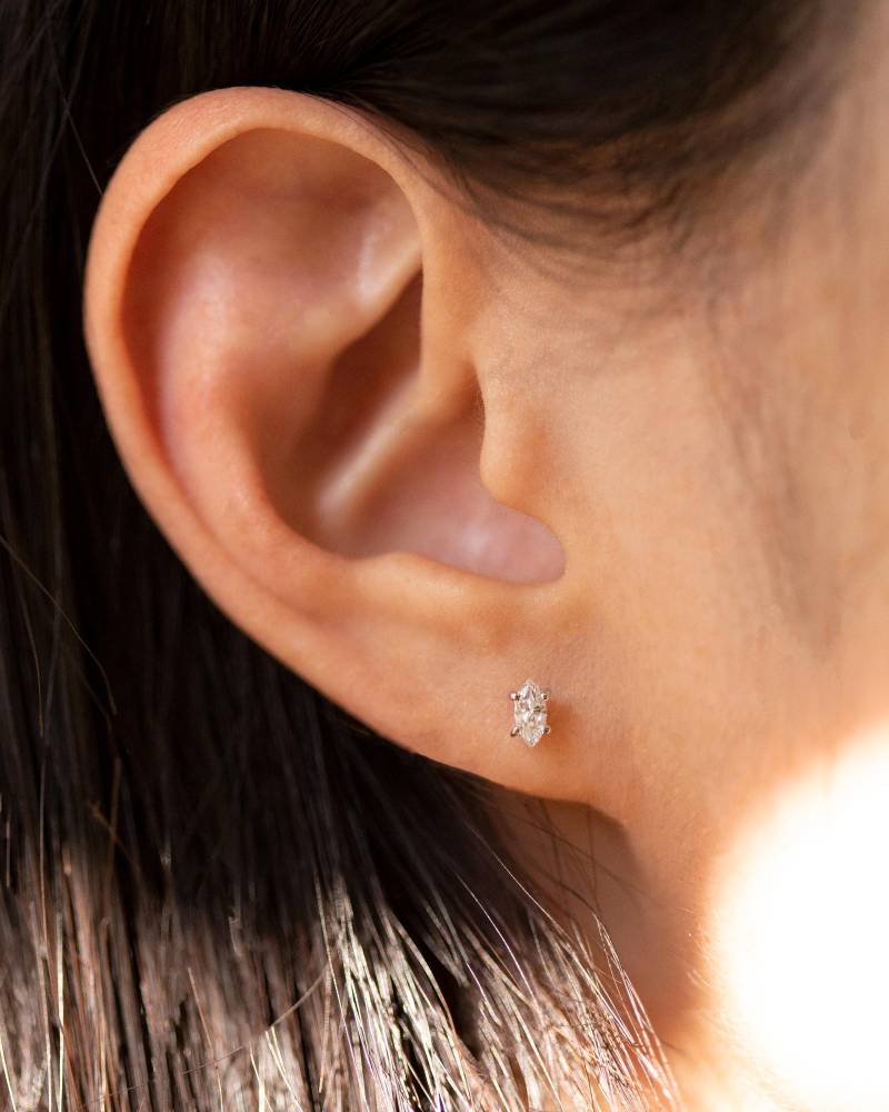 Marquise Lab Diamant Ohrstecker 0, 5 Ct Diamanten Insgesamt | 14K Solid Gold Minimalist Ohrringe von EandEProject
