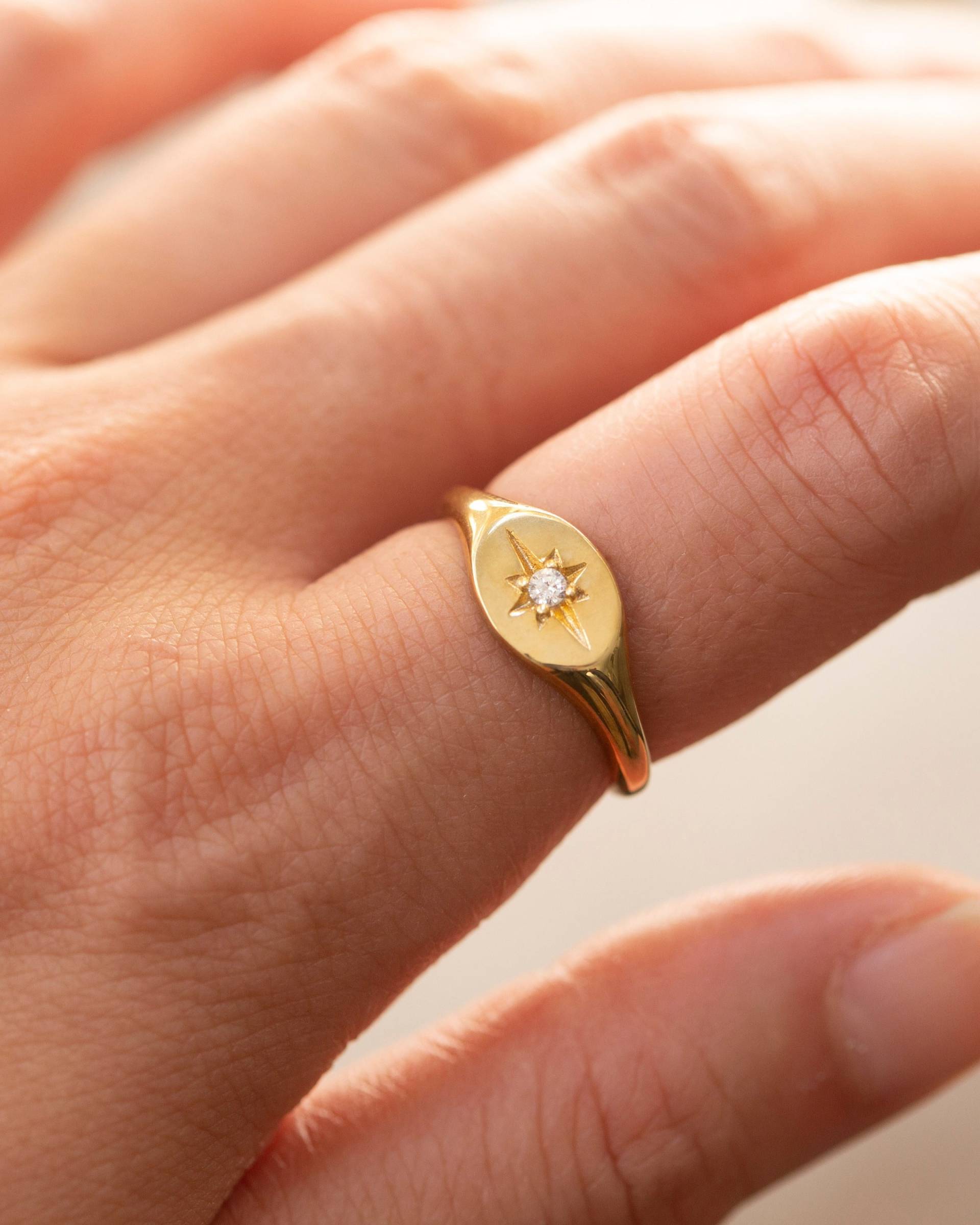 stern Siegelring Mit Cz/Vermeil Silber Nordstern von EandEProject