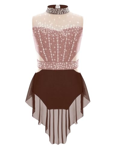 Eandarui Kinder Mädchen Eislaufkleid Strassstein Glitzer Tanzkleid Ärmellos Body Neckholder Tanztrikot Rückenfrei Mit Asymetrisch Chiffon Rock Dancewear Braun 146-152 Eandarui Kinder Mädchen Eislaufkleid Strassstein Glitzer Tanzkleid Ärmellos Body Neckholder Tanztrikot Rückenfrei Mit Asymetrisch Chiffon Rock Dancewear Braun 146-152 von Eandarui