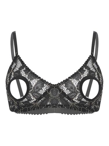 Eandarui Ouvert BH Nippelfrei Damen Transparent Spitzen Bra Offene Cups Tief V-Ausschnitt Unterhemd Motiv Print Unterwäsche Lingerie Schwarz 5XL Eandarui Ouvert BH Nippelfrei Damen Transparent Spitzen Bra Offene Cups Tief V-Ausschnitt Unterhemd Motiv Print Unterwäsche Lingerie Schwarz 5XL von Eandarui