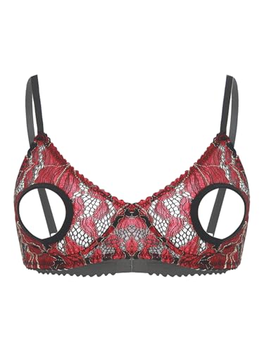 Eandarui Ouvert BH Nippelfrei Damen Transparent Spitzen Bra Offene Cups Tief V-Ausschnitt Unterhemd Motiv Print Unterwäsche Lingerie Schwarz Rot 5XL Eandarui Ouvert BH Nippelfrei Damen Transparent Spitzen Bra Offene Cups Tief V-Ausschnitt Unterhemd Motiv Print Unterwäsche Lingerie Schwarz Rot 5XL von Eandarui