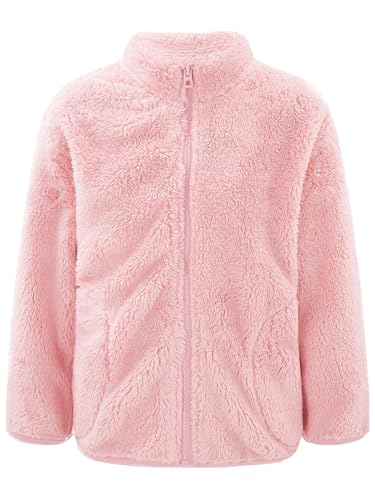 Eandarui Teddy Fleece Jacke Kinder Jungen Mädchen Langarm Sweatjacke Warm Gefütterte Winterjacke Stehkragen Mantel Mit Reißverschluss Streetwear Rosa 110-116 von Eandarui