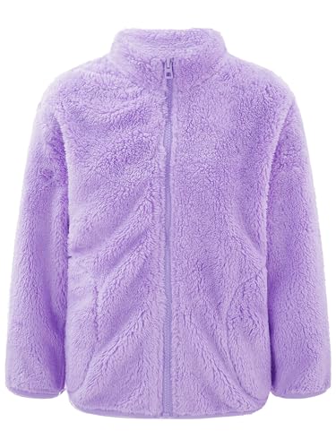 Eandarui Teddy Fleece Jacke Kinder Jungen Mädchen Langarm Sweatjacke Warm Gefütterte Winterjacke Stehkragen Mantel Mit Reißverschluss Streetwear Violett 122-128 von Eandarui