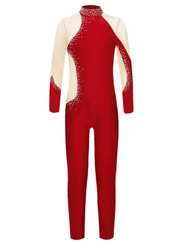 Eandarui Voltigieranzug Mädchen Ganzkörper Langarm Kinder Sportbody Gymnastik Trikot Mit Glitzer Strass Stehkragen Tanzbody Patchwork Trikotanzug Dancewear Burgundy 170 Eandarui Voltigieranzug Mädchen Ganzkörper Langarm Kinder Sportbody Gymnastik Trikot Mit Glitzer Strass Stehkragen Tanzbody Patchwork Trikotanzug Dancewear Burgundy 170 von Eandarui