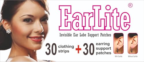 EarLite Fashion Kit - EarLobe Support Patches (30 Patches) + Doppelseitiges Klebeband für Mode, Kleidung und Körper (30 Streifen) von EarLite