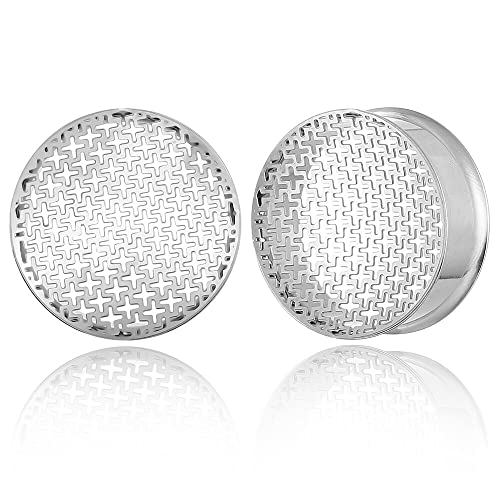 Earblity 2 Stück 8 mm/0 g, silberfarbene hohle Kreuzungslehre für Ohren, grundlegende Ohrstöpsel, Tunnel für gedehnte Ohren, hypoallergen, 316 Edelstahl, Körperpiercing-Schmuck für Damen und Herren Earblity 2 Stück 8 mm/0 g, silberfarbene hohle Kreuzungslehre für Ohren, grundlegende Ohrstöpsel, Tunnel für gedehnte Ohren, hypoallergen, 316 Edelstahl, Körperpiercing-Schmuck für Damen und Herren von Earblity