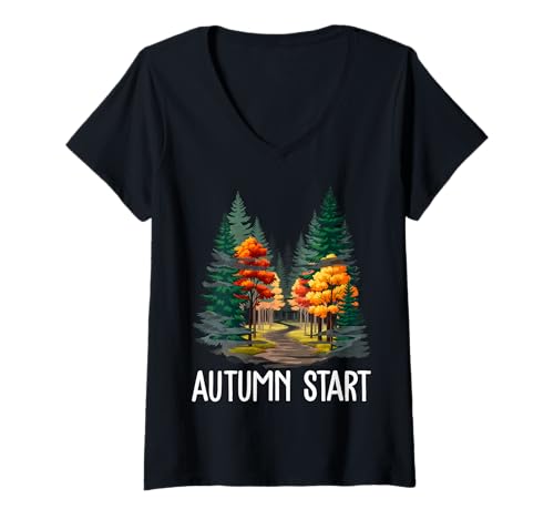 Damen Frühherbststart T-Shirt mit V-Ausschnitt von Early Mood Apparel