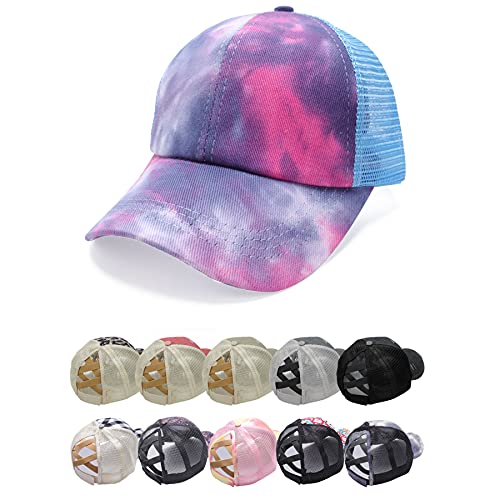 Earnmore Damen Baseball Cap - Pferdeschwanz Kappe Outdoor Mesh Basecap Retro Mützen Unisex Trucker Baseballkappe Hat Mit Zöpfen Loch Loop Hut Hohe Bun Herren von Earnmore