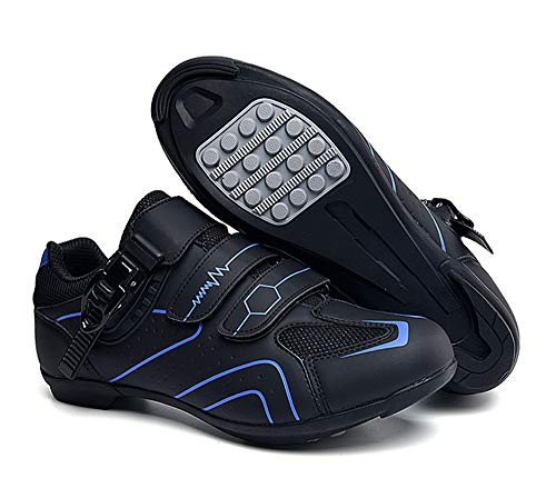Earnmore rutschfeste Fahrradschuhe, Atmungsaktive Straßen- Und Mountainbike-Schuhe Aus Kohlefaser, Sportschuhe Mit Reflektierenden Streifen (37,Blau) von Earnmore