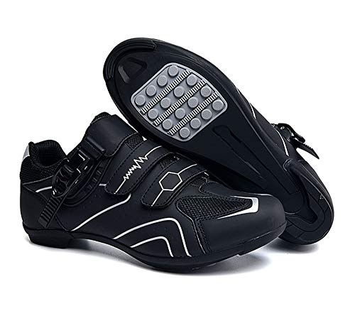 Earnmore rutschfeste Fahrradschuhe, Atmungsaktive Straßen- Und Mountainbike-Schuhe Aus Kohlefaser, Sportschuhe Mit Reflektierenden Streifen (45,grau) von Earnmore