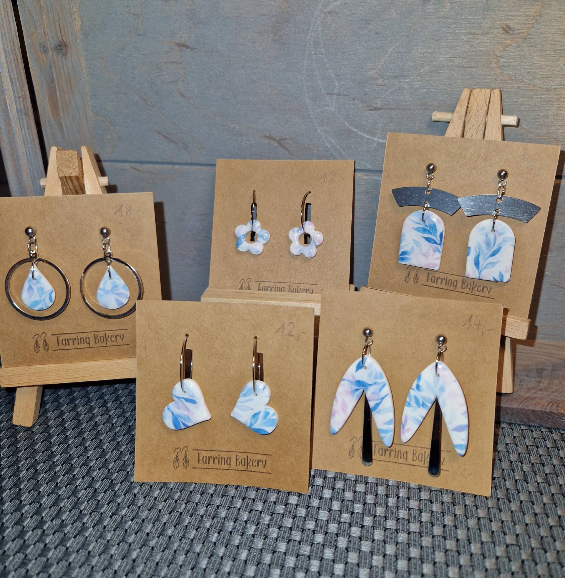 Polymer Clay | Earrings Ohrringe Muster Blau Silber Herz Tropfen Blume Polymer Clay | Earrings Ohrringe Muster Blau Silber Herz Tropfen Blume von EarringBakery