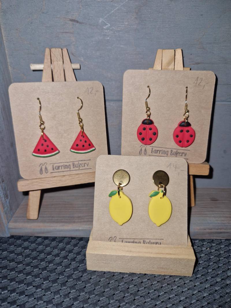 Polymer Clay | Earrings Ohrringe Sommer Frühling Wassermelone Zitrone Marienkäfer Polymer Clay | Earrings Ohrringe Sommer Frühling Wassermelone Zitrone Marienkäfer von EarringBakery