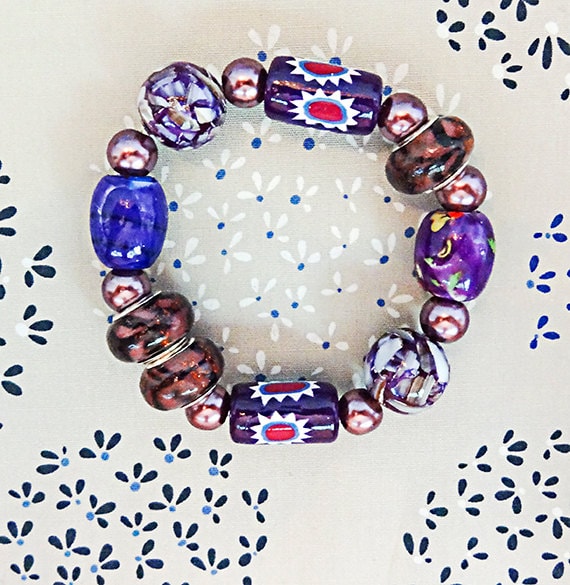 0272 - Purple Klobige Armband, Lila Stretch Strecken Schmuck, Perlen, Farbige Acryl-Perlen-Perlen 0272 - Purple Klobige Armband, Lila Stretch Strecken Schmuck, Perlen, Farbige Acryl-Perlen-Perlen von EarringsBraceletsEtc