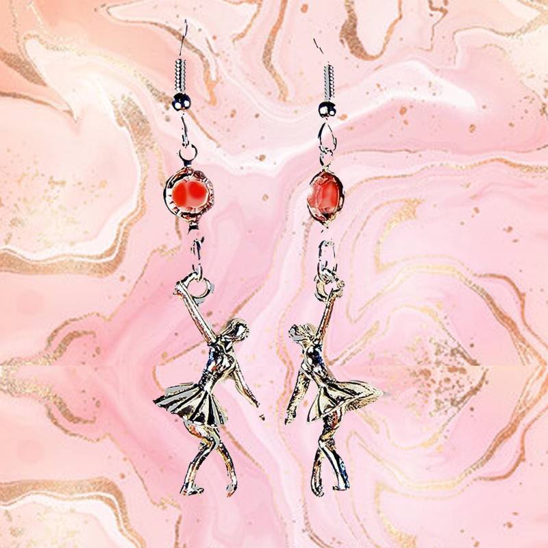 Ballerina Charm Ohrringe Rosa Swarovski Kristall Ballett Schmuck von EarringsBraceletsEtc