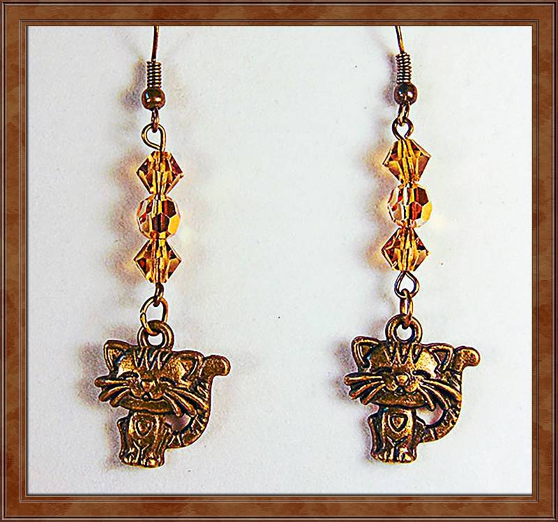 Messing Katzenohrringe Topas Kristall Kätzchen Schmuck Messing Katzenohrringe Topas Kristall Kätzchen Schmuck von EarringsBraceletsEtc