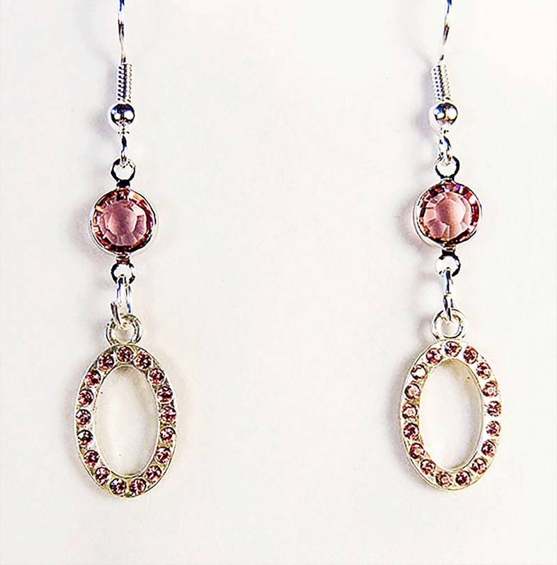 Swarovski Light Rose Kristall Ohrringe, Sterling Silber Oval Charm von EarringsBraceletsEtc