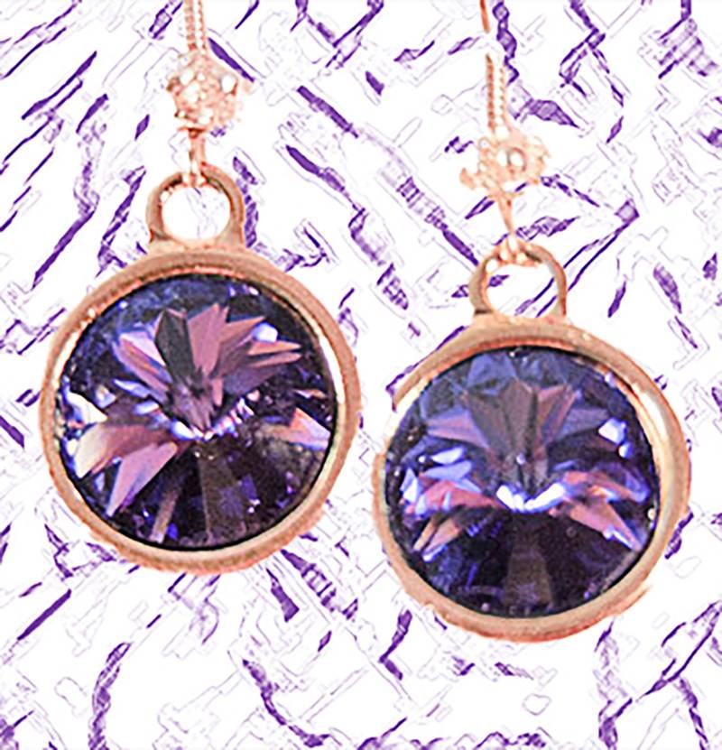 Vergoldete Swarovski Kristall Ohrringe Lila Rivoli Tropfenohrringe Vergoldete Swarovski Kristall Ohrringe Lila Rivoli Tropfenohrringe von EarringsBraceletsEtc