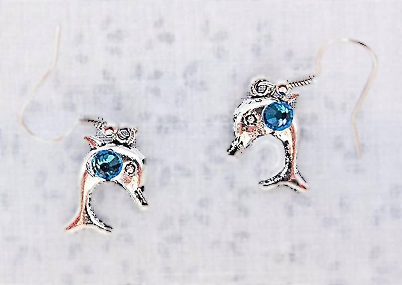 Delfin Ohrringe, Delfin Schmuck, Aqua Kristall, Fisch Ohrring, Fisch, Meerestier, Swarovski Strand Strandschmuck - 0319 von EarringsBraceletsEtc