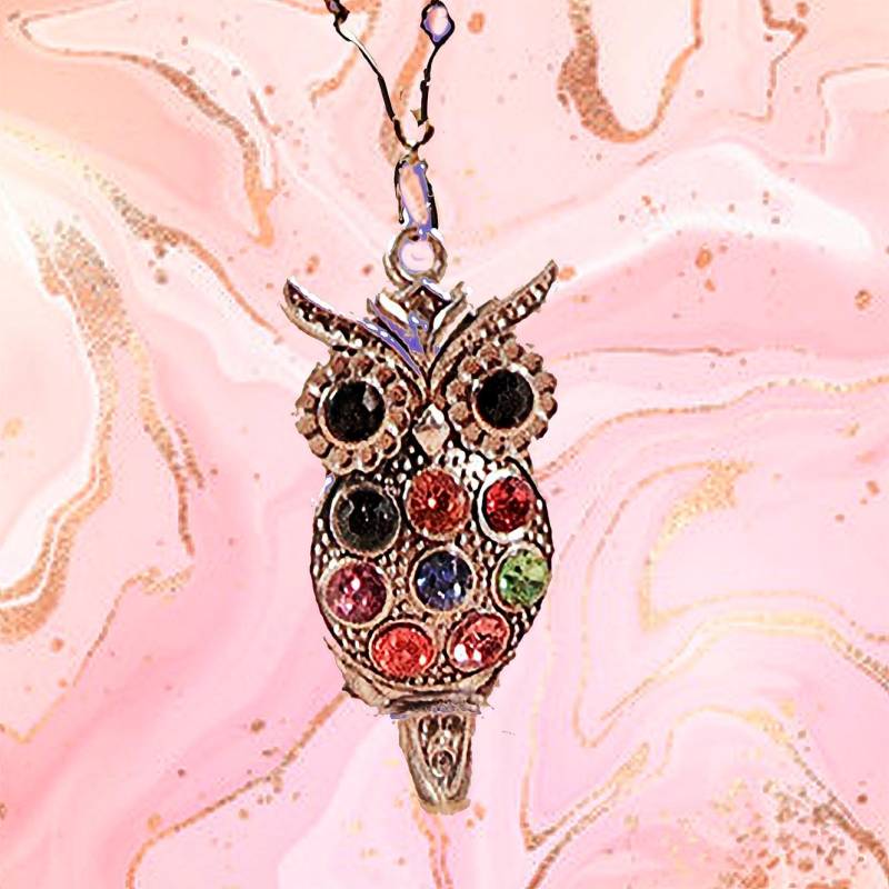 Eulen-Kette Grüne Glassplitter-Kette, Magnetverschluss von EarringsBraceletsEtc