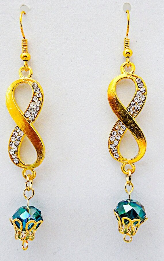 strass Infinity Ohrringe Gold Türkis Kristallschmuck strass Infinity Ohrringe Gold Türkis Kristallschmuck von EarringsBraceletsEtc