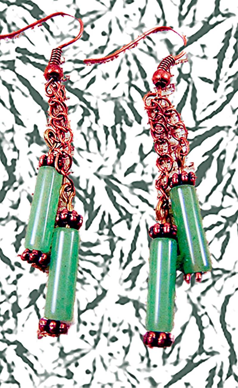 Grüne Aventurin Ohrringe Kupfer Ohrhänger von EarringsBraceletsEtc