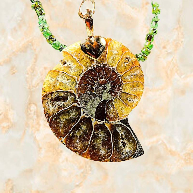 Ammonit Anhänger Jaspis Rocailles, 4-strang Edelstein von EarringsBraceletsEtc