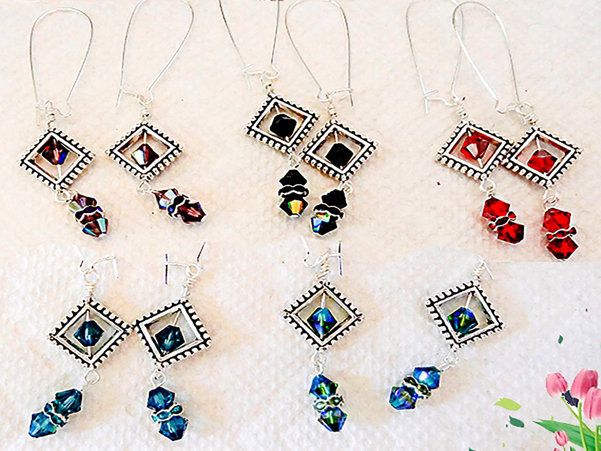 Kristallohrringe Antiker Silberrahmen, Kidney Ohrhaken Kristallohrringe Antiker Silberrahmen, Kidney Ohrhaken von EarringsBraceletsEtc