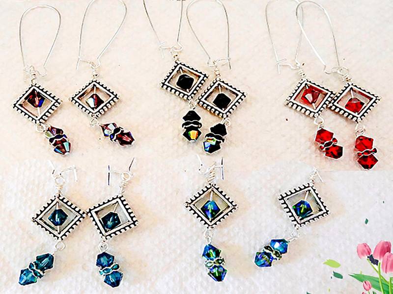 Kristallohrringe Antiker Silberrahmen, Kidney Ohrhaken von EarringsBraceletsEtc