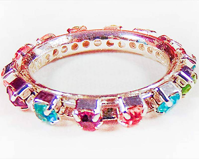 Multi-Color Kristall Sterling Silber Ring, Größe 6, 5 von EarringsBraceletsEtc