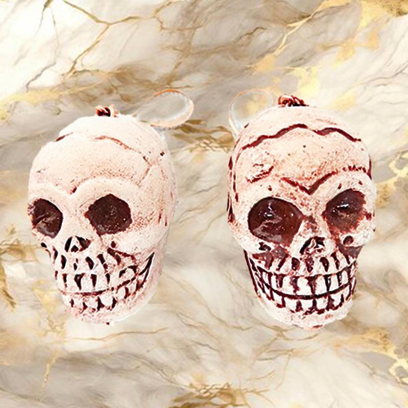 Polymer Clay Totenkopf Ohrringe Kupfer Kette Halloween Schmuck von EarringsBraceletsEtc