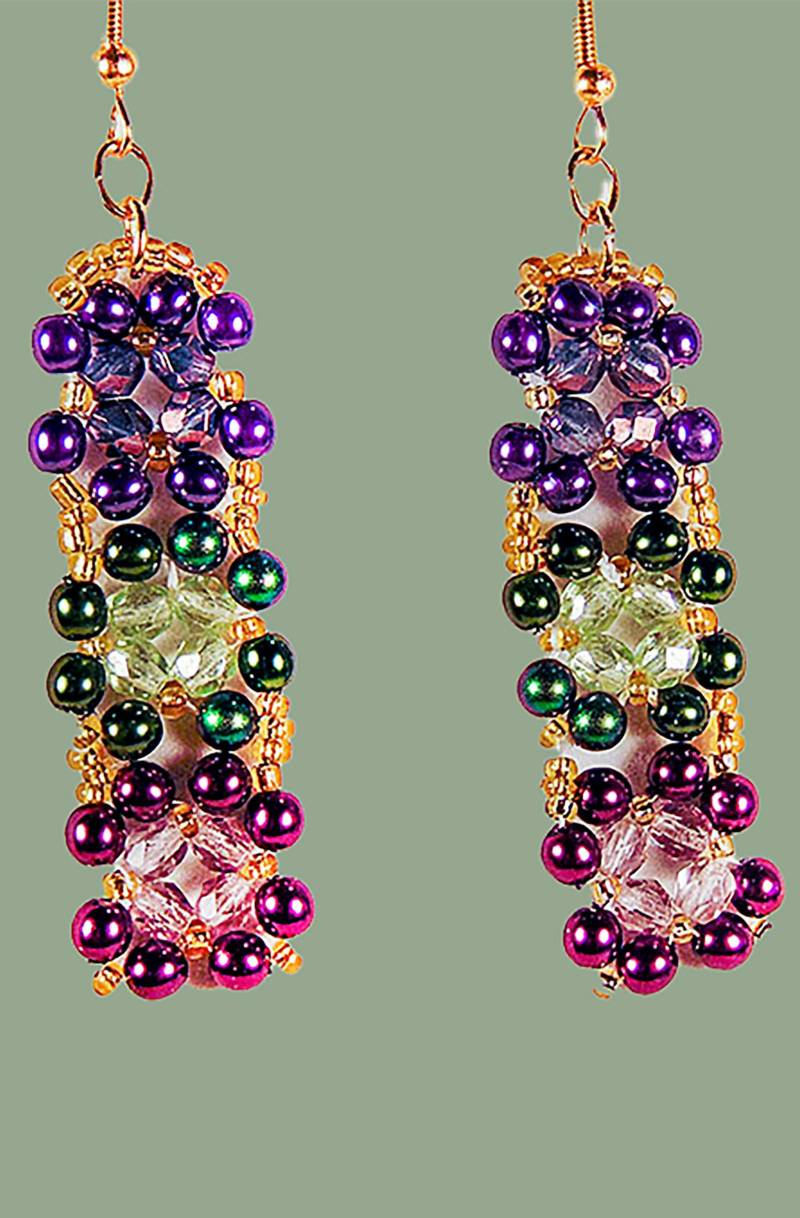 Swarovski Perlen Schmuck Set Rocailles Gold, Lila Grün Burgund von EarringsBraceletsEtc