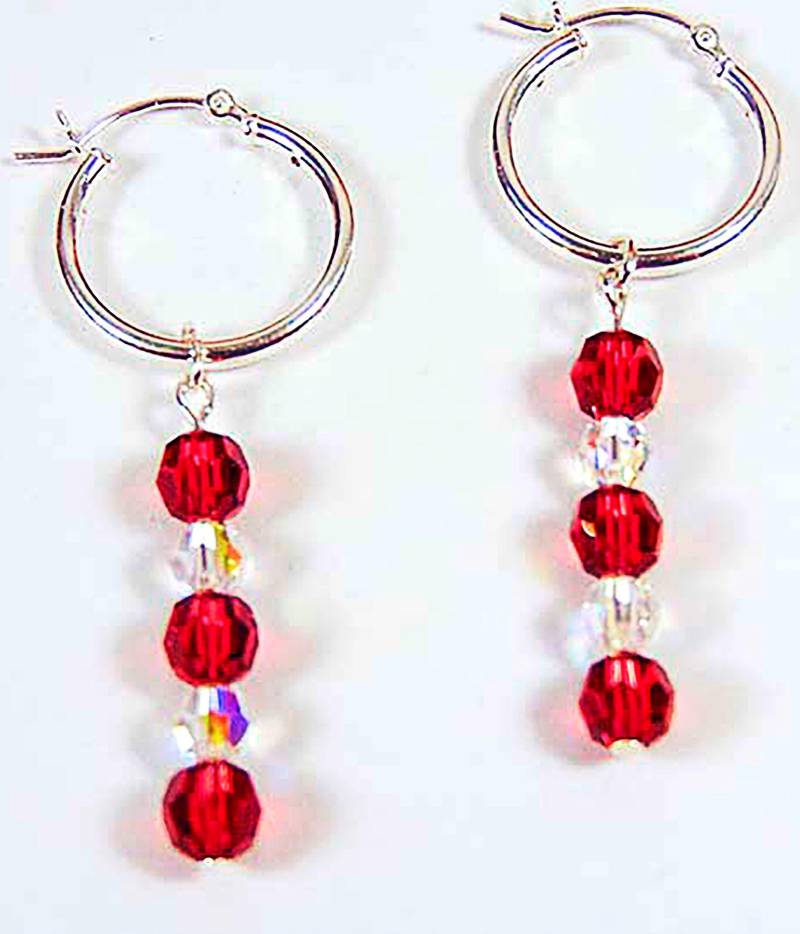 Rote Swarovski Kristall Sterling Silber Creolen von EarringsBraceletsEtc
