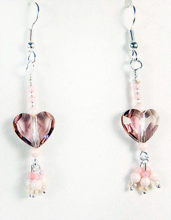 Swarovski Herz Ohrringe Rosa Rocailles Valentinstag Schmuck Swarovski Herz Ohrringe Rosa Rocailles Valentinstag Schmuck von EarringsBraceletsEtc