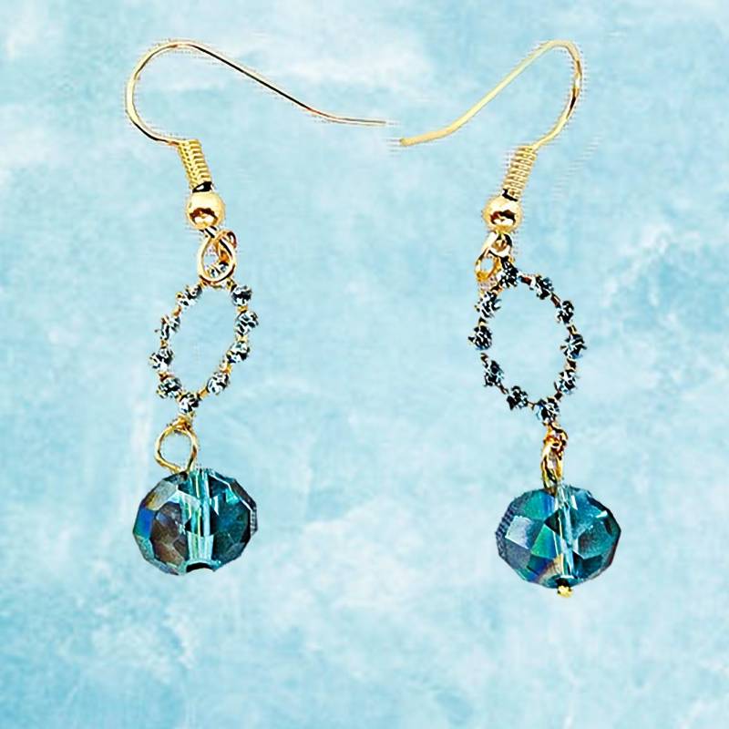 Türkis Kristall Ohrringe, Türkis Kristall, Vergoldete Ohrhaken, Brautohrringe, Zierliche Kristallohrringe - 0337 von EarringsBraceletsEtc