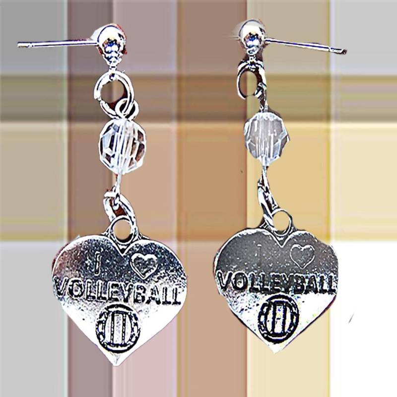 Volleyball Ohrringe Ich Liebe Beachvolleyball Anhänger Mit Kristall Volleyball Ohrringe Ich Liebe Beachvolleyball Anhänger Mit Kristall von EarringsBraceletsEtc