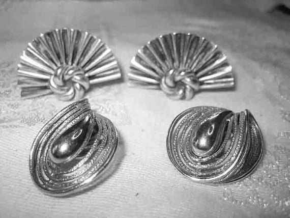 Vintage 2 Paar Art Deco Sterling Silber Ohrringe von EarringsRS