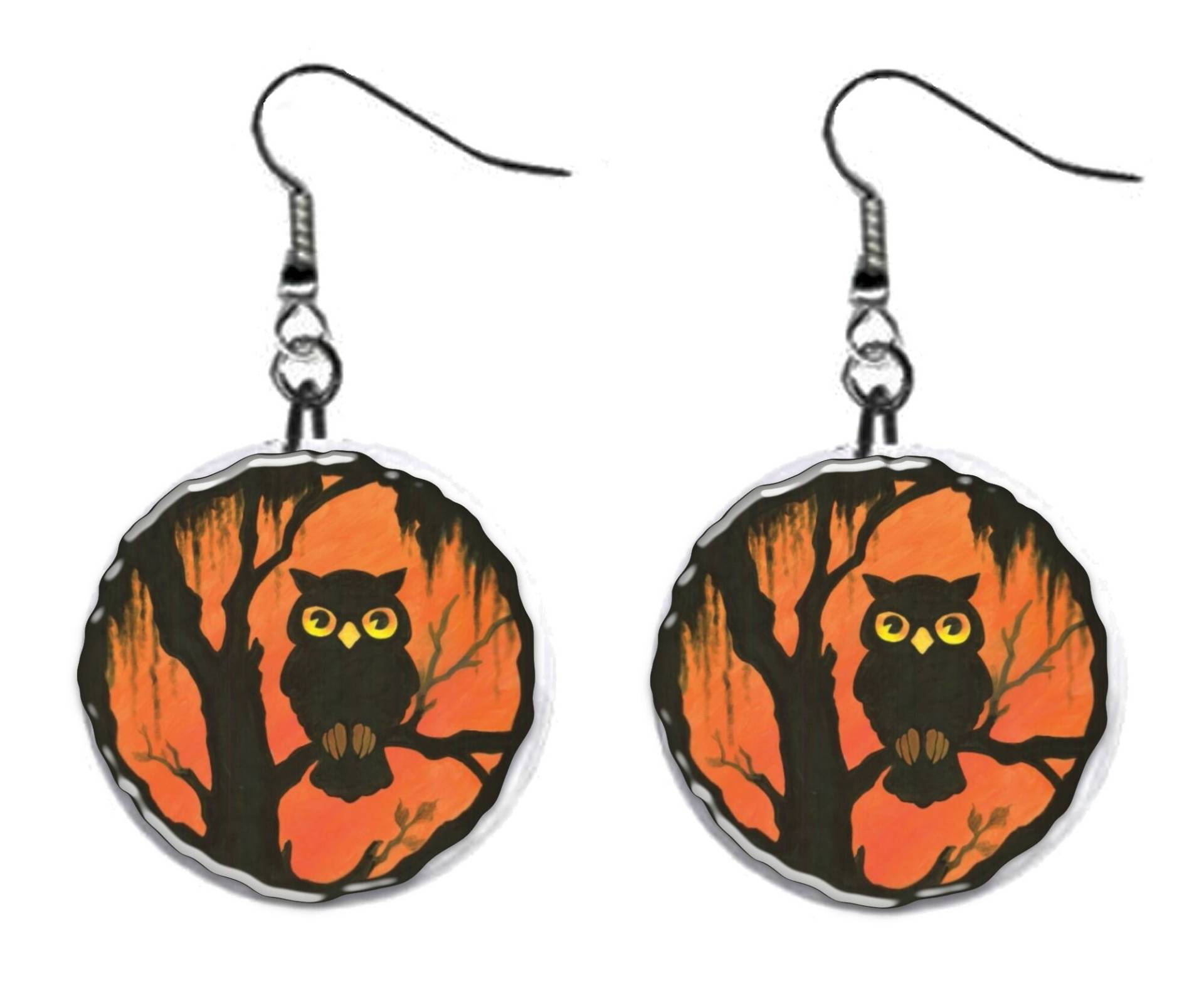 Halloween Eule Schmuck Metall Knopf Neuheit Ohrringe 1 Zoll Durchmesser Made in Usa von EarringstopGifts