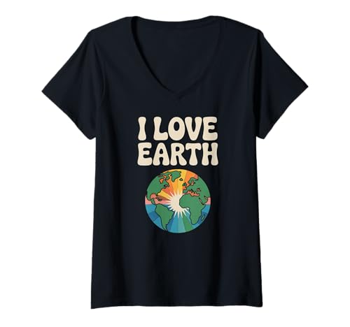 Damen I Love Earth Umweltbewusstsein T-Shirt mit V-Ausschnitt Damen I Love Earth Umweltbewusstsein T-Shirt mit V-Ausschnitt von Earth Awareness Eco Friendly Planet Love