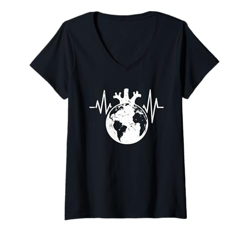 Damen Tag der Erde Jeden Tag ehrt die Erde unseren Planeten Männer Frauen T-Shirt mit V-Ausschnitt Damen Tag der Erde Jeden Tag ehrt die Erde unseren Planeten Männer Frauen T-Shirt mit V-Ausschnitt von Earth Day Heartbeat Conscious Earth Day 2025
