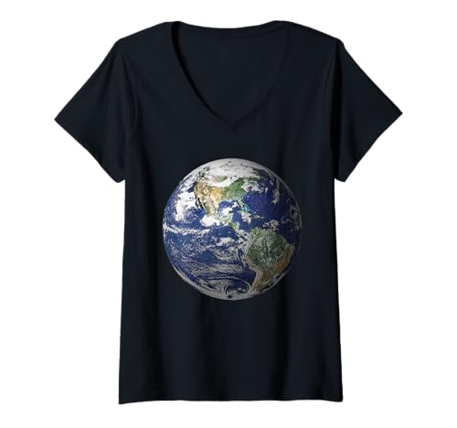 Damen Earth Globe T-Shirt Welt Klima Umwelt T-Shirt mit V-Ausschnitt Damen Earth Globe T-Shirt Welt Klima Umwelt T-Shirt mit V-Ausschnitt von Earth Globe t shirt Atlas Map