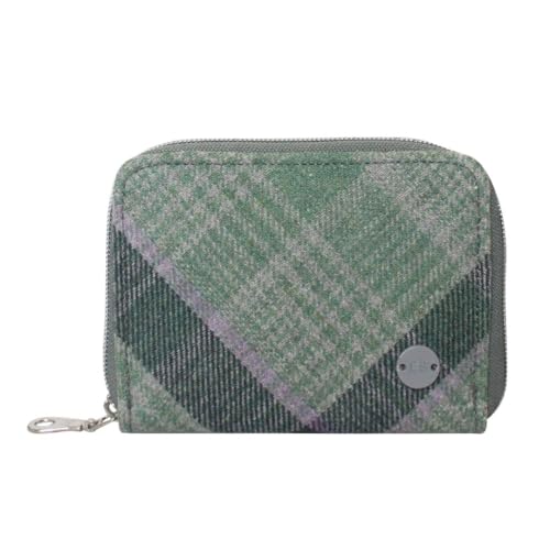 Earth Squared Diagonale Tweed-Geldbörse - Damen Geldbörse mit Reißverschluss und Kartenfächern, Geldscheine & Münzfächer - Landhausstil Wollmischung - 14 × 10 × 2 cm, grün, 10 X 7.5 Centimeters von Earth Squared