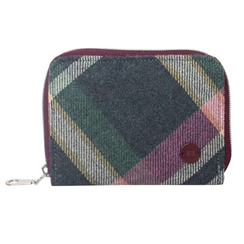 Earth Squared Diagonale Tweed-Geldbörse – Damen Geldbörse mit Reißverschluss und Kartenfächern, Geldscheine & Münzfächer – Landhausstil Wollmischung – 14 × 10 × 2 cm, multi, 10 X 7.5 Centimeters von Earth Squared