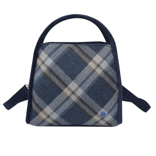 Earth Squared Tweed Tartan Margot Bag - Multiway Grab, Shoulder & Crossbody Handtasche - Starke Reißverschlussbeschläge, 2 Reißverschlussfächer - Recyceltes Wollmischgewebe - 26 × 25 × 11 cm, blau, 26 von Earth Squared