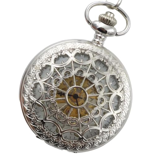 Earth Therapy Web of Love Steampunk Taschenuhr mit Kette, neo-viktorianische Uhr, helles Silber, silber, Steampunk von Earth Therapy