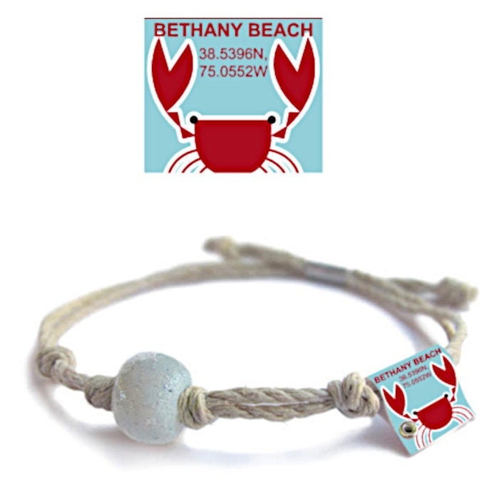 Bethany Beach Sand Perlen Armband Hanf Boho Fußkettchen, Vegan Schmuck von EarthBands