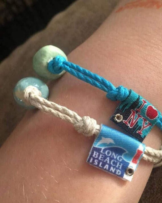 lbi Sandperlen Armband Eco Hanf, Vegan Boho Fußkettchen von EarthBands