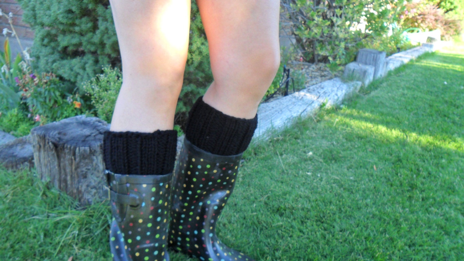 Schwarze Boot Cuffs - Strick Topper Super Süße Handgestrickte Zauberhafte Bootliness von EarthBoundKnits