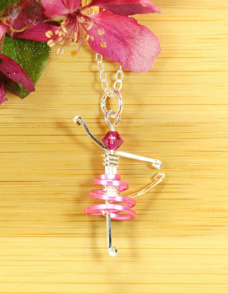 Rosa Ballerina Halskette Sterling Silber, Swarovski Kristall, Schmuck Des Kindes von EarthJewelry