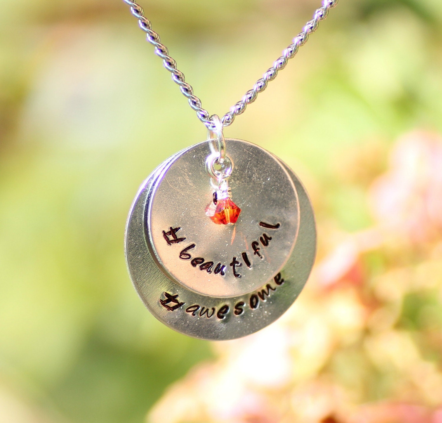 Handgestempelte Personalisierte Halskette Bff Hashtag Jewelry von EarthJewelry