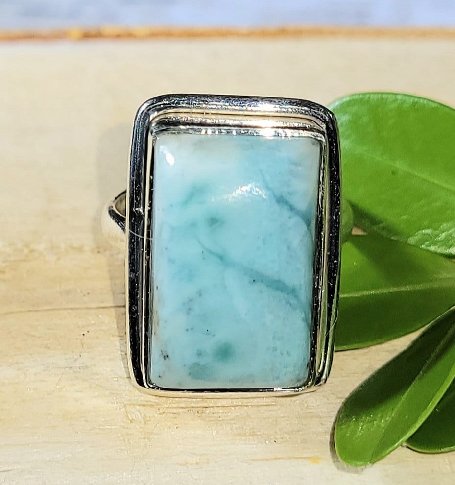 Natürliche Bestnote Larimar Handmade .925 Sterling Silber Ring Größe 14, 7 Gramm 13/16 "x 5/8" El03 von EarthStonzCo